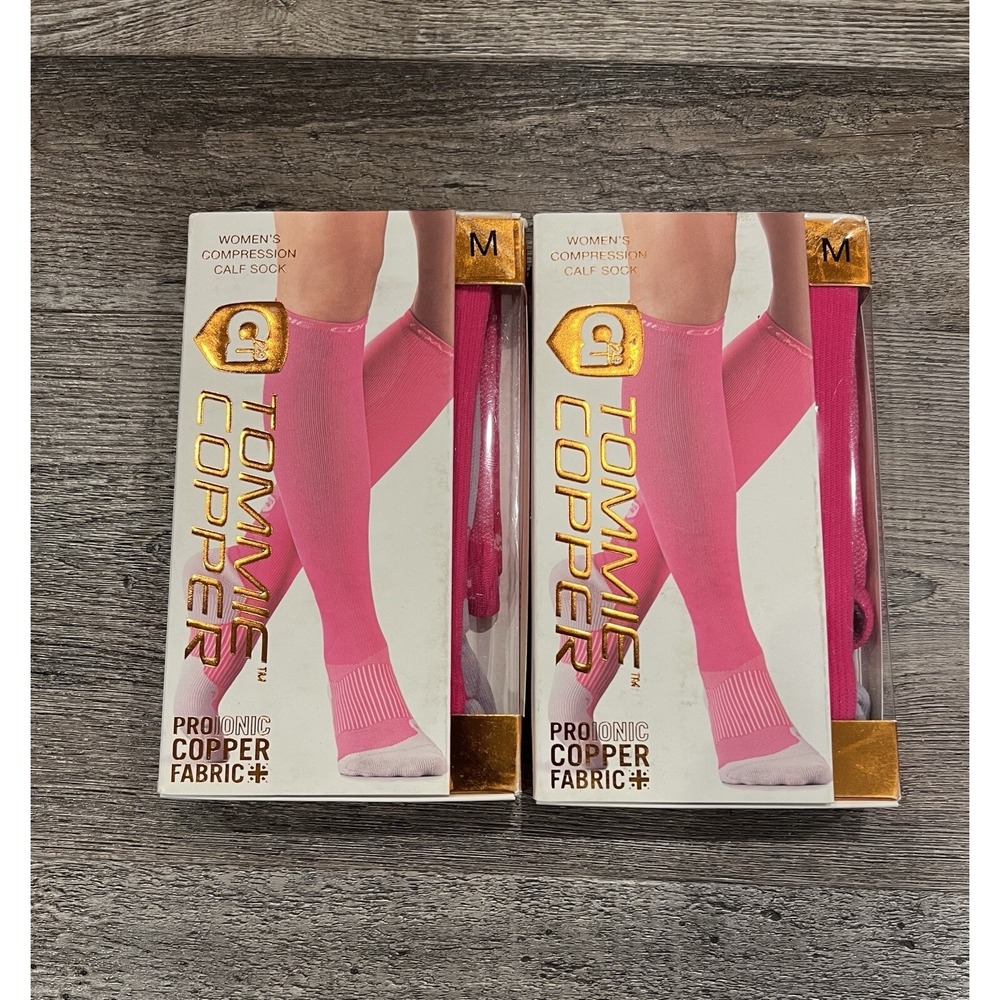 Tommie Copper Compression Socks Lot‎ of 2 Over The Calf Womens Pink M (9-12) NIB
